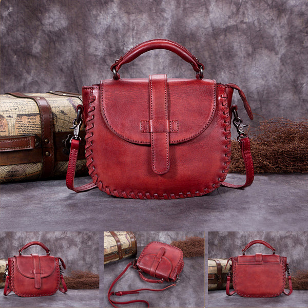 Genuine Leather Vintage Handbag Crossbody Shoulder Bags Purses Women details