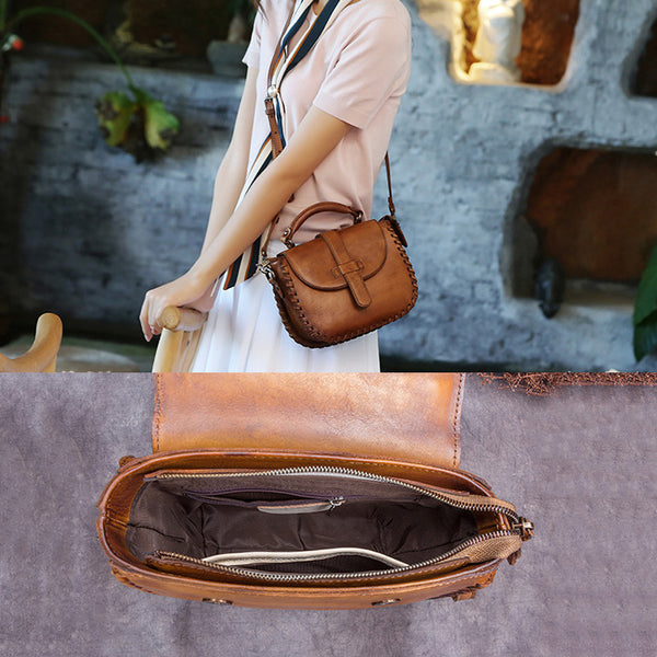 Genuine Leather Vintage Handbag Crossbody Shoulder Bags Purses Women inside