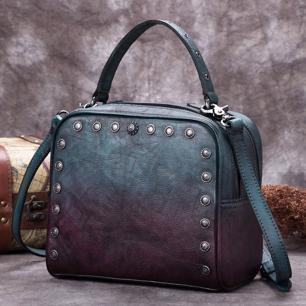 Rivets Womens Leather Crossbody Bags Shoulder Bag Crossbody Purses for Women