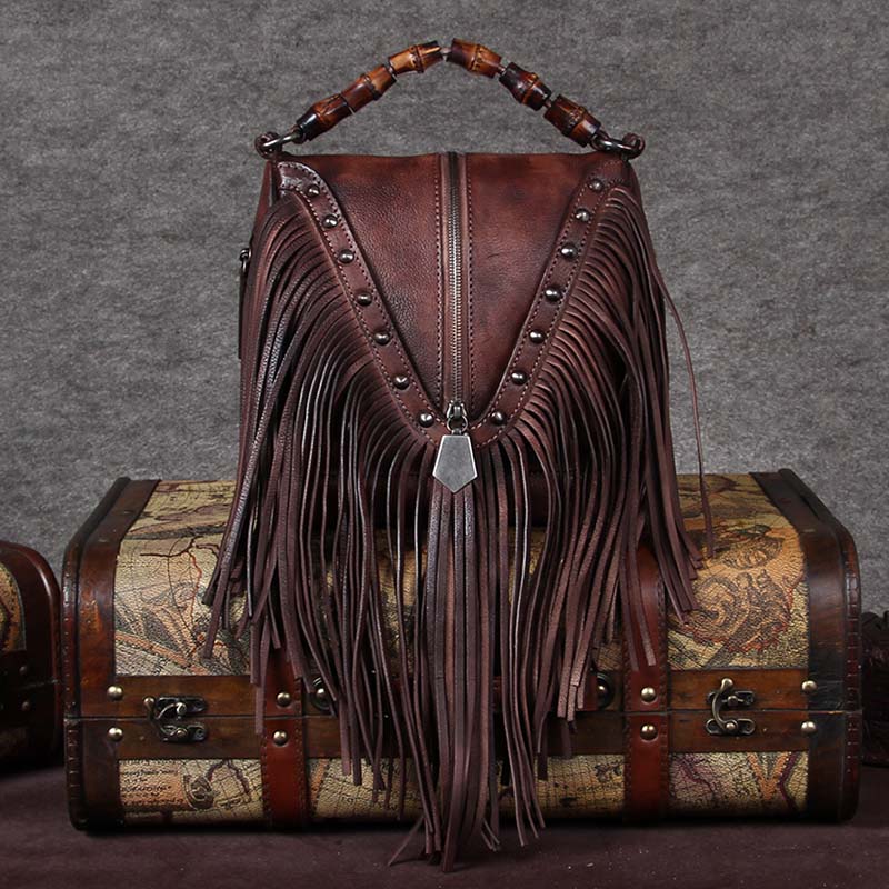 Boho Fringe Crossbody Viva: Embroidery and Fringe Detailing, Artisan  Crafted Stylish leather tote bag for women