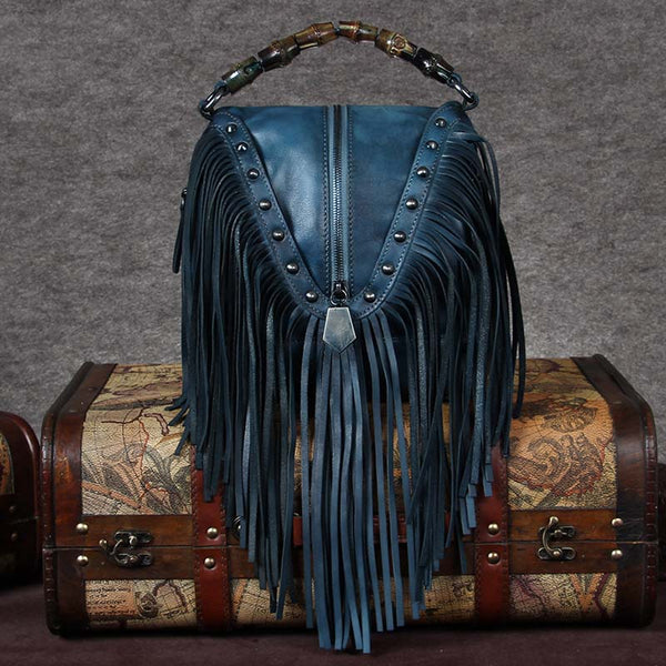 Genuine Leather Vintage Tassels Handbag Crossbody Shoulder Bags Women beautiful