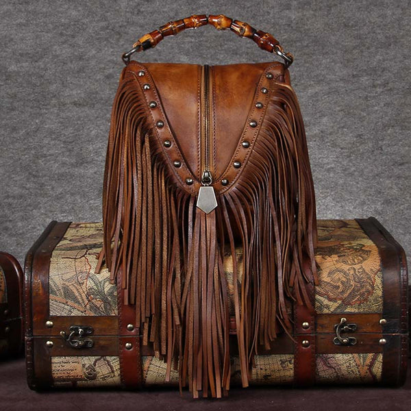 Genuine Leather Vintage Tassels Handbag Crossbody Shoulder Bags Women cool
