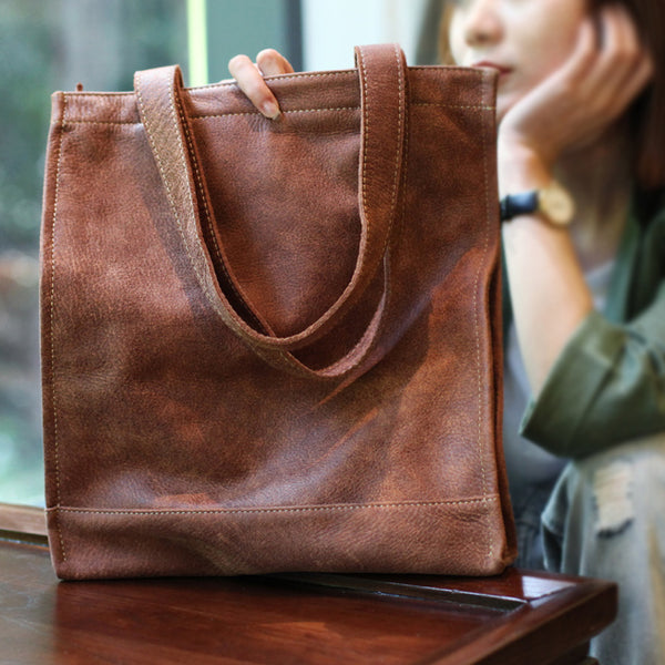 Genuine Soft Leather Tote Shoulder Bags Handbags Purses Women brown