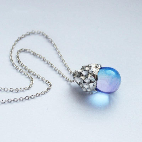 Glaze Crystal Pendant Necklace Sterling Silver Handmade Unique Jewelry Accessories Gift Women cute