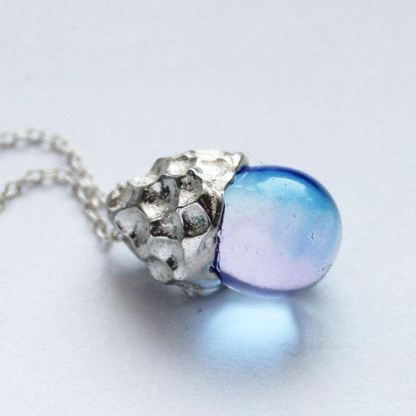 Glaze Crystal Pendant Necklace Sterling Silver Handmade Unique Jewelry Accessories Gift Women