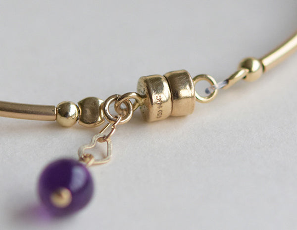 Gold Amethyst Bead Bracelet Handmade Jewelry Accessories Women back 