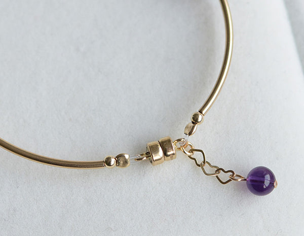 Gold Amethyst Bead Bracelet Handmade Jewelry Accessories Women back