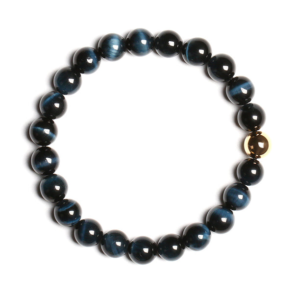Gold Blue Tigereye Bead Bracelet Handmade Lovers Jewelry Accessories Women Men