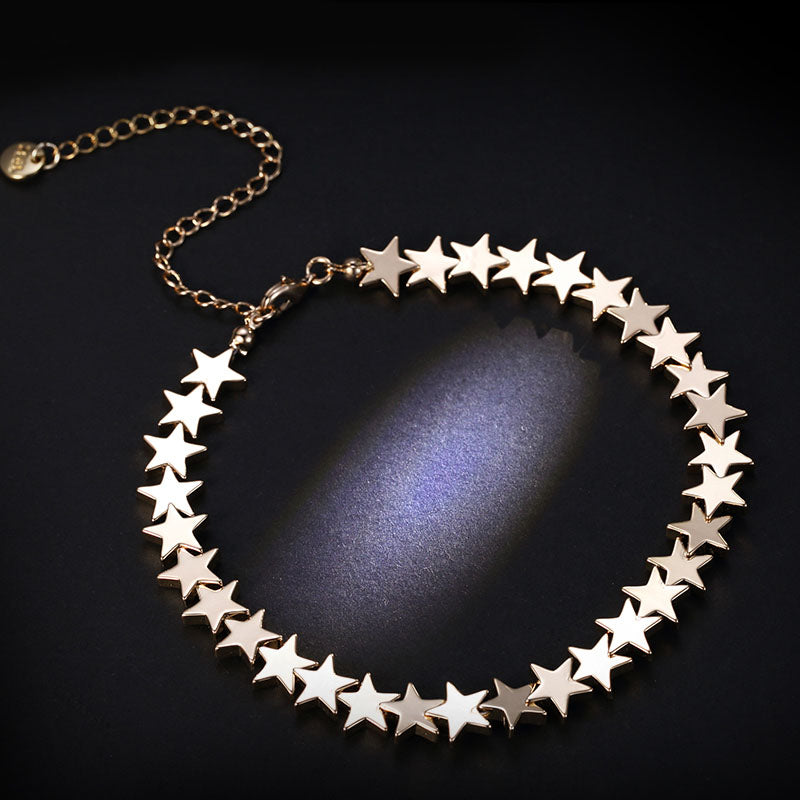 Gold Plated Cute Stars Choker Necklace Fashion Jewelry Accessories Gift for Women