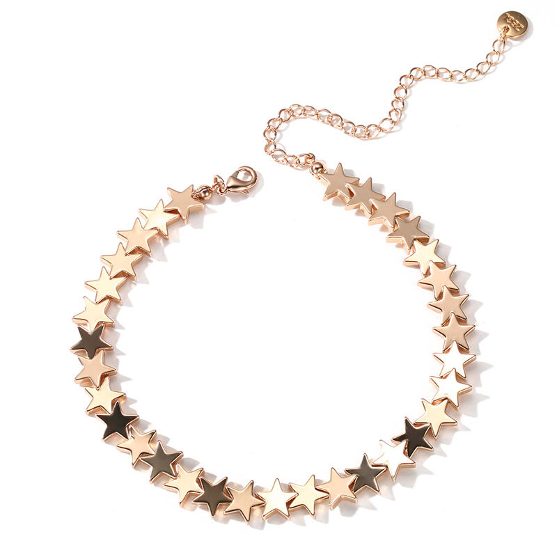 Gold Plated Cute Stars Choker Necklace Fashion Jewelry Accessories Gift for Women