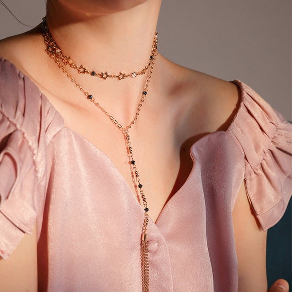 Gold Fashion Y-Pendant Necklace Jewelry Accessories Women wear