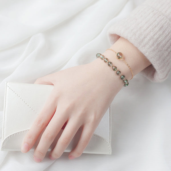 14K Gold Garden Crystal Beaded Bracelet Handmade Jewelry Accessories Gift Women