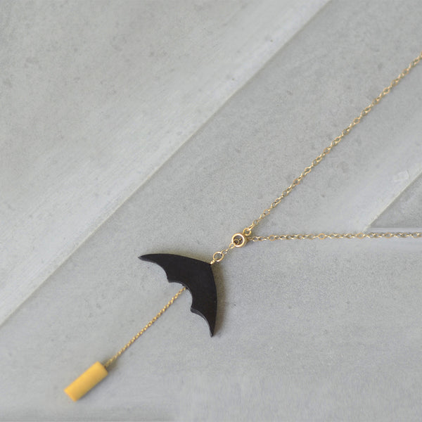 Designer 14K Gold Wood Umbrella Pendant Necklace Handmade Jewelry Accessories Women