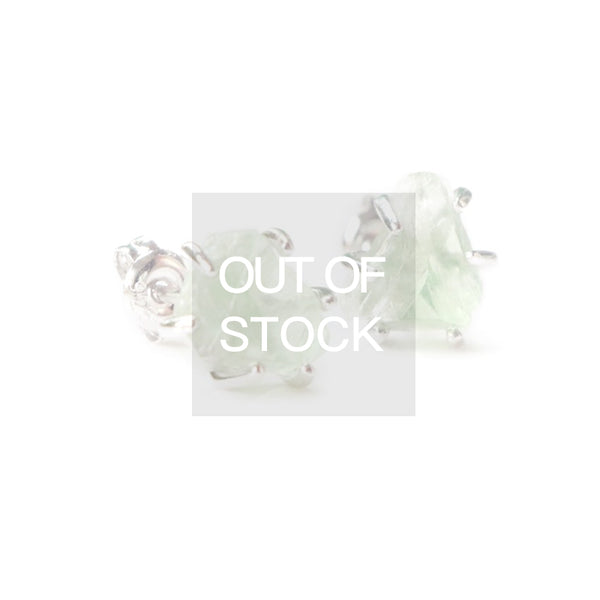Natural Green Fluorite Stud Earrings in Sterling Silver Handmade Jewelry Accessories Women