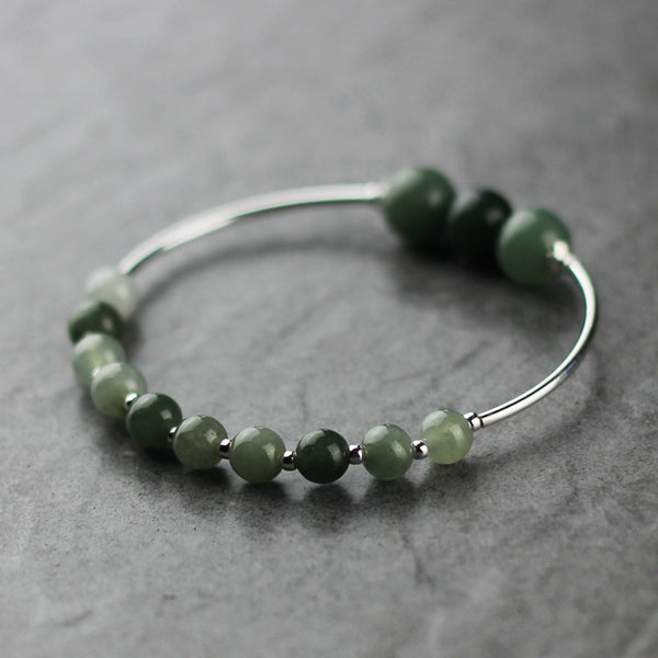 Green Jade Beaded Bracelet Handmade Gemstone Jewelry Accessories Gifts Women beautiful