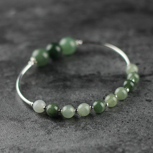 Green Jade Beaded Bracelet Handmade Gemstone Jewelry Accessories Gifts Women