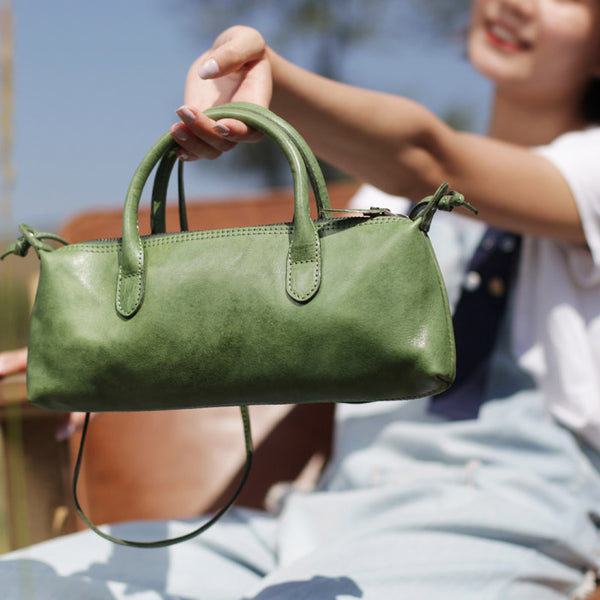 Green Leather Womens Small Handbags Crossbody Bags Purse for Women