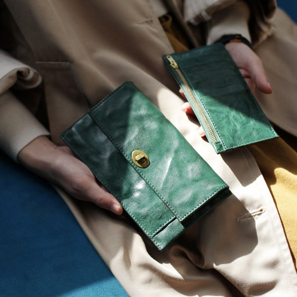 Green Womens Long Wallet Card Holder Wallet For Women Accessories