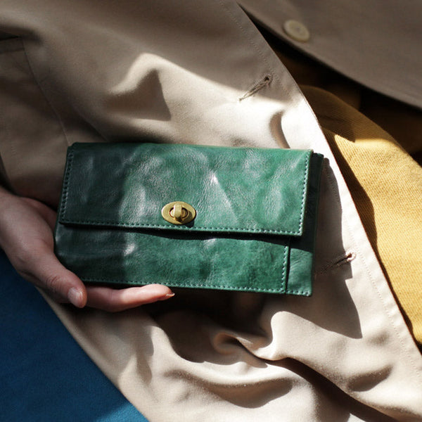 Green Womens Long Wallet Card Holder Wallet For Women Aesthetic