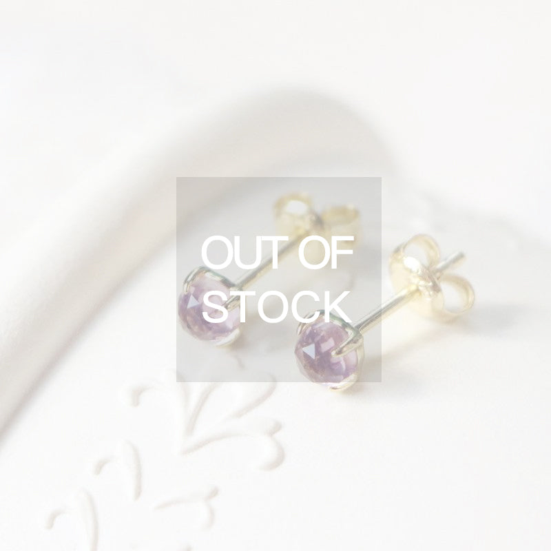 Handmade Natural Amethyst Stud Earrings in Gold Plated Silver Accessories Women