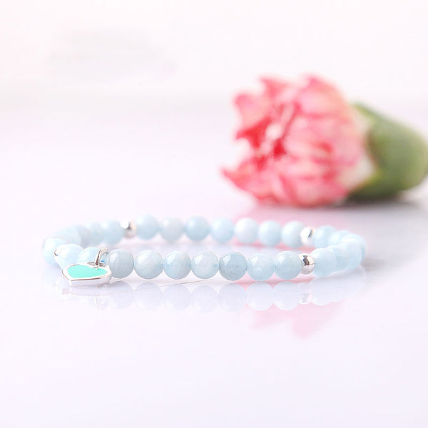 Handmade Aquamarine Beads Bracelets March Birthstone Womens Gemstone Jewelry Accessories adorable