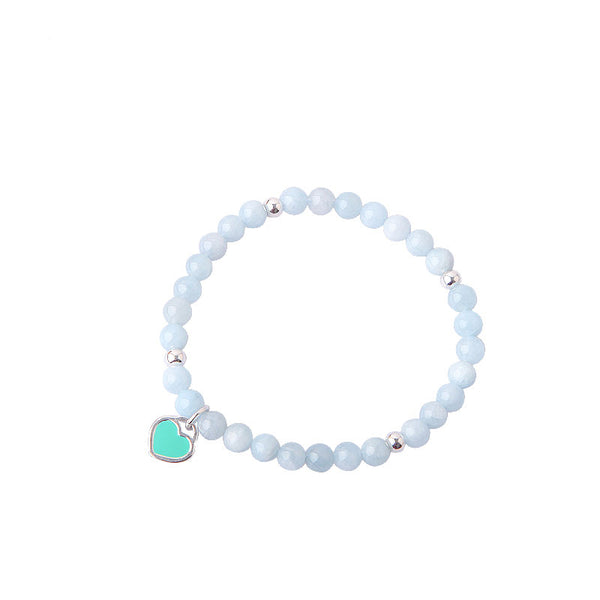 Handmade Aquamarine Beads Bracelets March Birthstone Womens Gemstone Jewelry Accessories chic