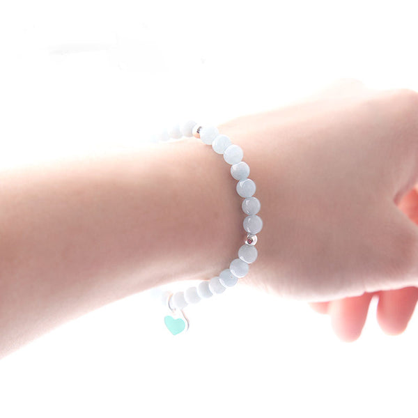 Handmade Aquamarine Beads Bracelets March Birthstone Womens Gemstone Jewelry Accessories cute