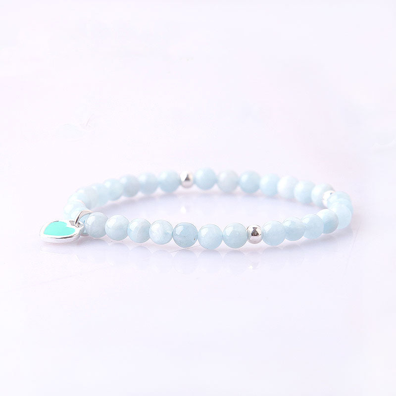 Handmade Aquamarine Beads Bracelets March Birthstone Womens Gemstone Jewelry Accessories elegant