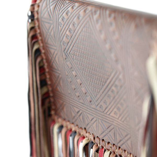 Handmade Boho Leather Fringe Crossbody Purse Western Purses With Fringe For Women Brown