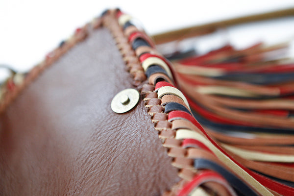 Handmade Boho Leather Fringe Crossbody Purse Western Purses With Fringe For Women Genuine Leather