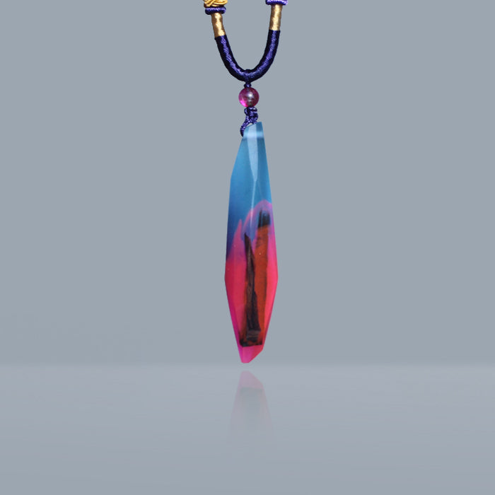 Handmade Colored Epoxy Resin Pendant Necklace