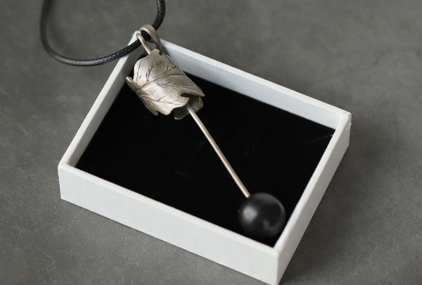 Handmade Ebony Pendant Long Necklace Jewelry Accessories Gifts Women Men gift