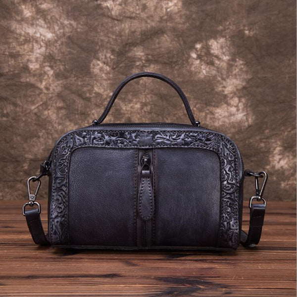 Handmade Embossed Leather Handbags Cross Shoulder Bag For Women Beautiful