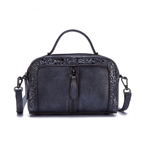 Handmade Embossed Leather Handbags Cross Shoulder Bag For Women Designer