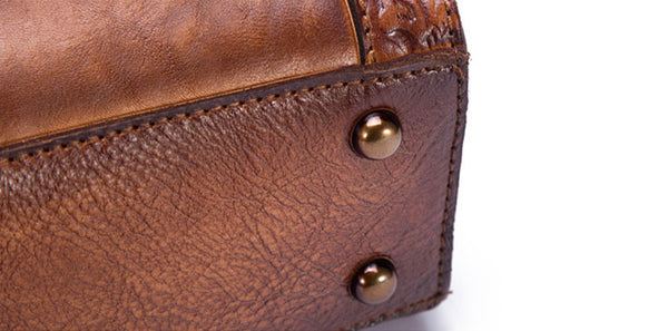 Handmade Embossed Leather Handbags Cross Shoulder Bag For Women Durable