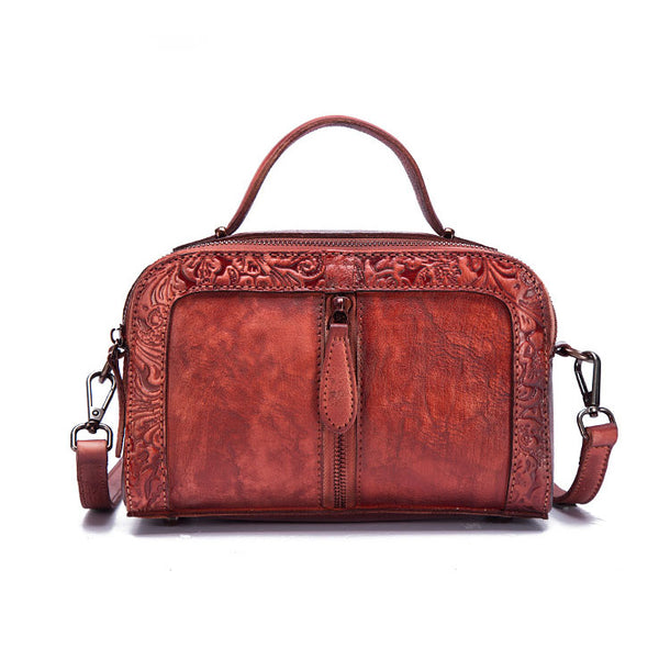 Handmade Embossed Leather Handbags Cross Shoulder Bag For Women Fashion