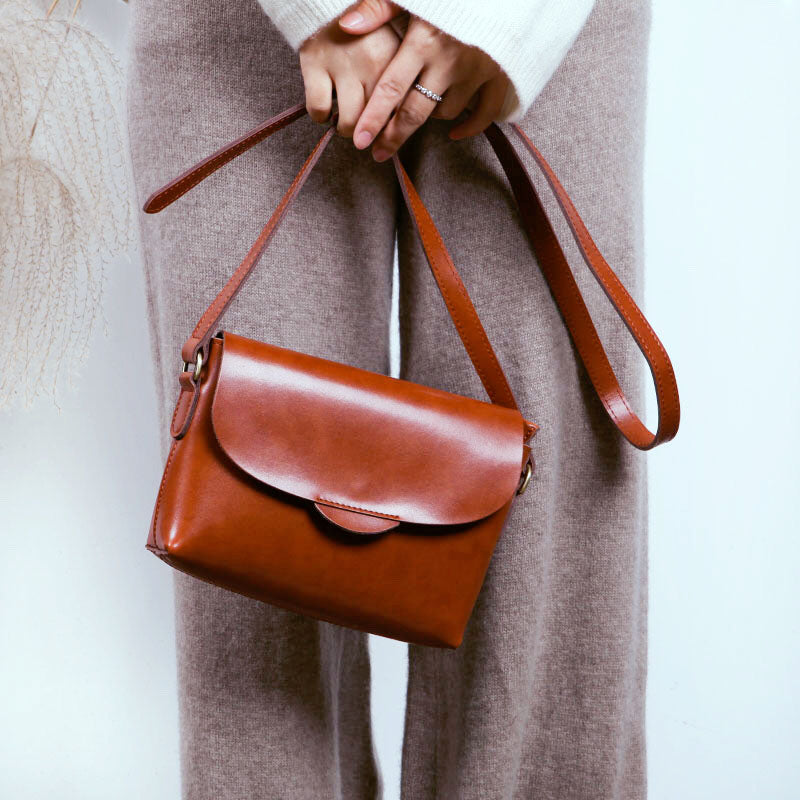 Brown Womens Leather Flap Long Wallet Vintage Phone Shoulder Bag Walle