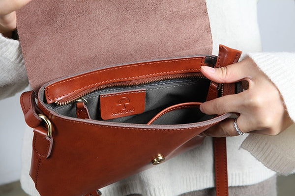 Handmade Flap Bag Women's Leather Crossbody Bags Purses For Women Details