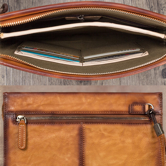 Handmade Genuine Leather Clutch Handbag Wallet Purse Accessories Gift Women Unique