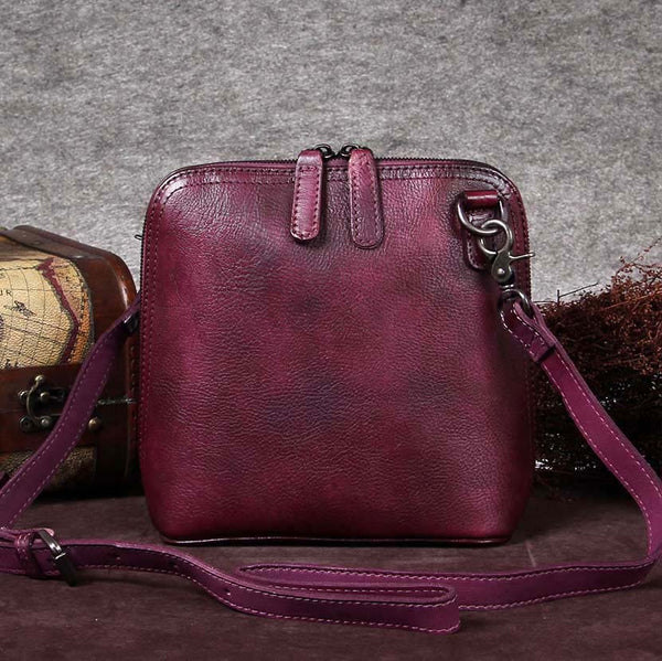 Handmade Genuine Leather Crossbody Shoulder Bags Purses Accessories Gift Women Purple
