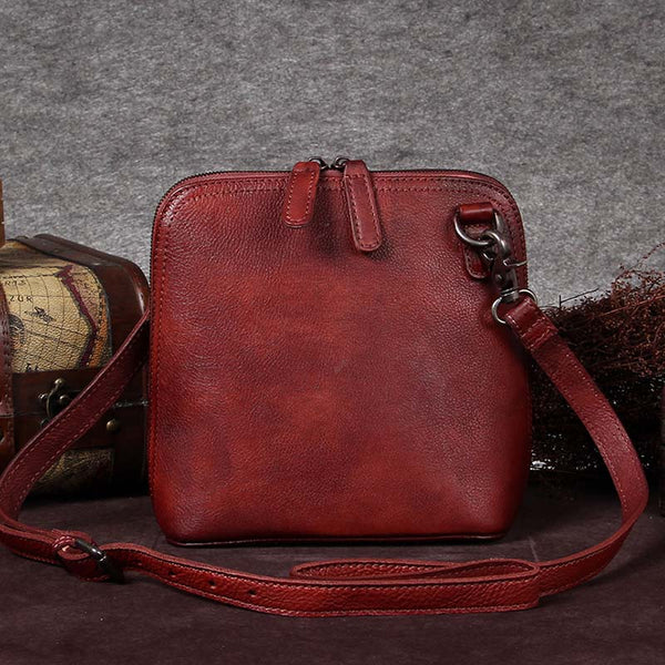 Handmade Genuine Leather Crossbody Shoulder Bags Purses Accessories Gift Women Red