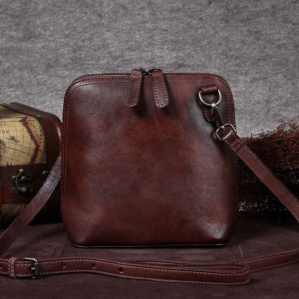 Handmade Genuine Leather Crossbody Shoulder Bags Purses Accessories Gift Women coffee