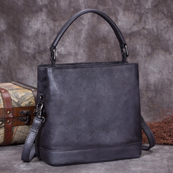 Handmade Genuine Leather Handbags Crossbody Shoulder Bags Purses Accessories Gift Women Grey