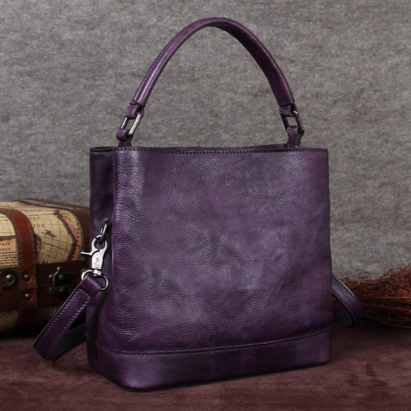 Handmade Genuine Leather Handbags Crossbody Shoulder Bags Purses Accessories Gift Women Purple