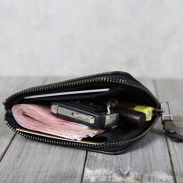 Handmade Genuine Leather Key Wallets Coin Purse Card Wallet Women Men Minimalist
