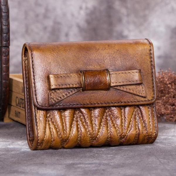 Handmade Genuine Leather Short Wallets Clutches Purses Accessories Gift Women beautiful