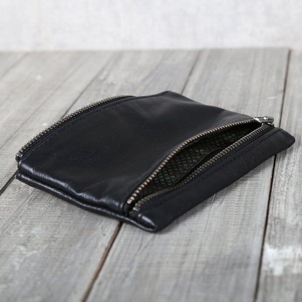 Womens Black Leather Coin Purse Card Wallets Small Wallets for Women
