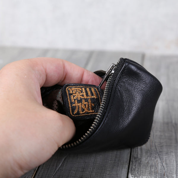 Handmade Genuine Leather Short Wallets Coin Purse Card Wallet Women Men elegant
