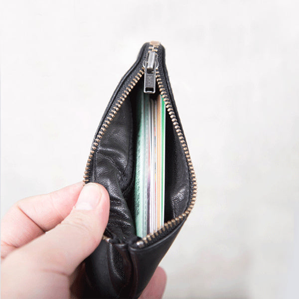 Handmade Genuine Leather Short Wallets Coin Purse Card Wallets Women Men Unique