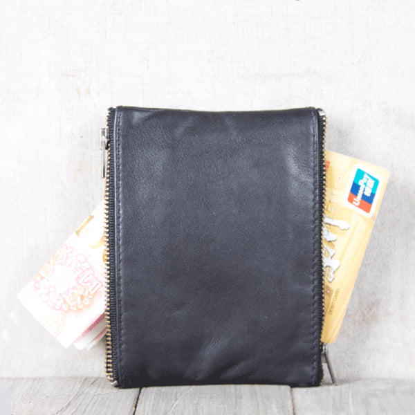 Handmade Genuine Leather Short Wallets Coin Purse Card Wallets Women Men Minimalism
